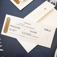 Carte de vœux personnalisée Nicro à succès avec dorure à chaud, design unique de carte d'embarquement et enveloppe, cartes d'invitation de mariage type passeport