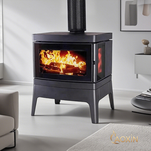 Cheminée moderne en acier à <span class=keywords><strong>bois</strong></span> <span class=keywords><strong>avec</strong></span> <span class=keywords><strong>ventilateur</strong></span> à convection pour hôtel, appartement, villa, maison d'hôtes, chauffage intérieur et usage décoratif - Product Image 1