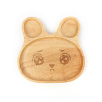 Assiette pour enfant en bois de couleur naturelle, forme de lapin mignon, écologique, diamètre 20,1 cm, pour la vaisselle des enfants