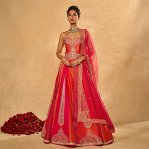 <b>Women</b> Embroidered Silk <b>Lehenga</b> Choli Dupatta Floor-Length Heavy Bridal Indian Pakistani Set Wedding Party Outfit - Product Image 1