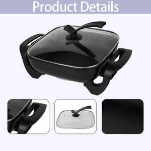 2026 Trending Electric Square Hot <b>Pot</b> Fry Pan PTFE Coated Non-Stick Tempered Glass 8L Capacity Digital Control Household Hotel - Product Image 5