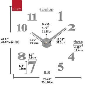 Orologio da <span class=keywords><strong>Parete</strong></span> Moderno Grande Fai-da-Te, Silenzioso al Quarzo, Adesivo in Acrilico Senza Cornice, Grande Orologio Decorativo da <span class=keywords><strong>Parete</strong></span> per Ristoranti, Bar e Caffè - Product Image 3