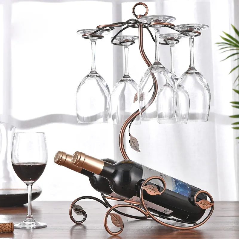Scaffale per bicchieri da vino in metallo espositore per portabottiglie da tavolo espositore per vino autoportante da tavolo