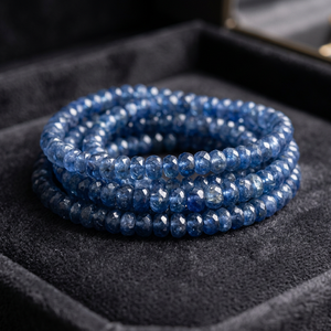 Perles Rondelles Facettées en Kyanite Bleue du Fabricant, Fil de 14 Pouces, 3MM 5MM, Pierre Naturelle Qualité AAA, Certifiées CMA - Product Image 4