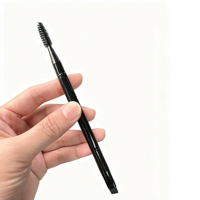 Diskon besar kuas rias Vegan hitam kuas Eyeliner alis tipis berkepala ganda kuas tunggal maskara Logo kustom