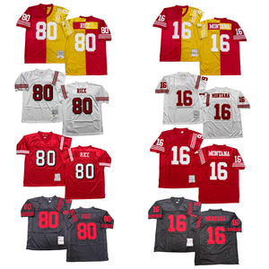 Camisetas Retro de Fútbol Americano de San Francisco para Hombre # 16 Montana # Camiseta de Manga Corta 80 Rice 100% Algodón - Product Image 1