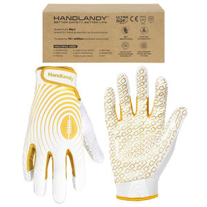 HANDLANDY Marke Großhandel Goldene Kunstleder Silikonbeschichtung Hoher Grip Rutschfeste Kinder American Football Handschuhe - Product Image 1