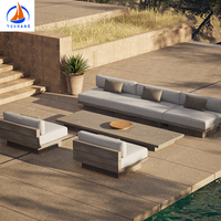 Canapé d'extérieur en teck blanc du Sri Lanka, mobilier de jardin, ensemble de salle à manger d'extérieur noir de style Istanbul Turquie, cheminée de balcon