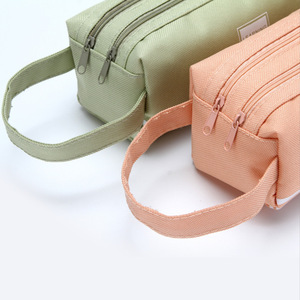Estuche para lápices de tela Oxford, cierre de cremallera de doble capa, gran capacidad, uso escolar y de oficina, bolsa de papelería bonita y fresca de color sólido - Product Image 4
