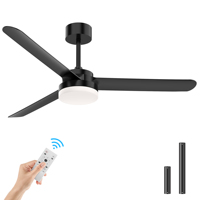 Chambre salon moderne 60 pouces lustre noir mat ventilateur de plafond avec interrupteur de lumière LED télécommande ventilateur de plafond à intensité variable