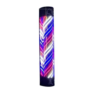 Kisen Professional Hair salon big high quality hairdressing wall hanging rotating led colorful fashion turn light barber pole