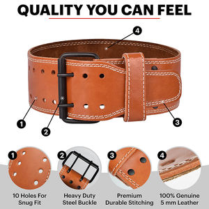 MKAS 가죽 애니메이션 체육관 벨트 사용자 정의 체육관 중국 공급 업체 피트니스 리프팅 벨트 소가죽 와이드 역도 파워 리프팅 벨트 - Product Image 3