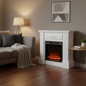 Cheminée électrique autoportante 32 pouces 1400W avec flammes LED, télécommande et protection contre la surchauffe pour chauffage domestique - Product Image 2