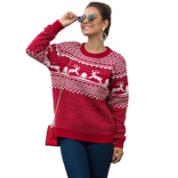 Pull de Noël OEM avec LOGO Personnalisé Motif Jacquard Pull à Manches Longues Tricots Hiver Tricoté Pull de Noël Moche pour Femmes