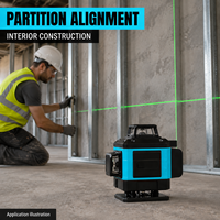 Niveau laser industriel professionnel 4D à 16 lignes, faisceau vert, auto-nivelant à 360 degrés, pour la pose de carreaux, les murs, les plafonds et les intérieurs
