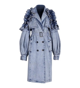 Bettergirl Cardigan Denim Trench Coat para mujer <span class=keywords><strong>Chaqueta</strong></span> suelta de <span class=keywords><strong>manga</strong></span> de murciélago con solapa de moda para mujer - Product Image 1