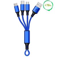 Câble de charge USB 3 en 1, câble court pour iPhone, Micro-USB et Type C