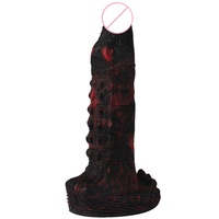 Dildo Monstre Alligator - Jouet Sexuel en Silicone Noir et Rouge Effet Crocodile avec Écailles Réalistes et Ventouse Puissante