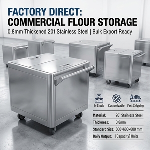 Bakery Use 201 Stainless Steel Flour <b>Bin</b> Trolley Bulk Grain Storage Transport Truck For Commercial <b>Kitchen</b> - Product Image 4