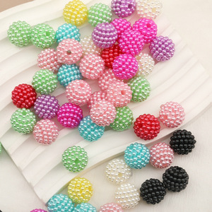 Bunte Acryl-Bayberry-Kugeln mit geradem Loch, Bayberry ABS-Kunststoffkugeln für DIY-Schmuck, Flechten und Taschenherstellung - Product Image 1
