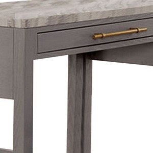 OE HOME Light Gray <b>Round</b> Counter Height Dining <b>Table</b> <b>with</b> Faux Marble Top Metal Legs <b>4</b> Seater Portable & Waterproof Adjustable - Product Image 3