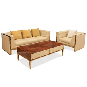 Luxus Büro Home möbel sofas Buff Echt Genuine Leder Sofa schnitts drei einzel seater set Großhandel (S043, hellgelb)