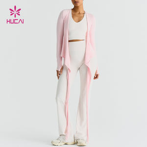 HUCAI مخصص دنة مطاطي مشروط مثير عميق الخامس الرقبة طويلة الأكمام النساء لينة صالة الألعاب الرياضية تي شيرت اليوغا الباليه التفاف الأعلى - Product Image 2