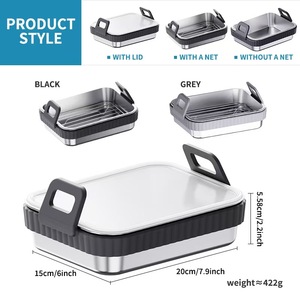 Best-Selling <b>Air</b> <b>Fryer</b> <b>Baking</b> <b>Tray</b> & Mat with <b>Silicone</b> Handles Rectangular Shape for Home Use - Product Image 2