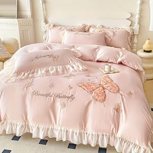 4 buah bordir tiga dimensi sikat ramah kulit + seprai renda kupu-kupu mawar buatan tangan - Product Image 2