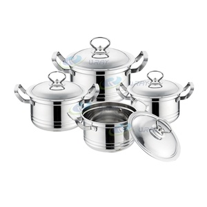 Nouvel ensemble de batterie de <span class=keywords><strong>cuisine</strong></span> moderne en acier inoxydable 6 pièces, fond simple, écologique, finition mate, avec couvercles, pour cuisson, marmite et casserole - Product Image 3