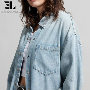 लार्सुर कस्टम फैक्टरी पर्यावरण के अनुकूल नरम लिओकल शॉकेट डेनिम जैकेट महिलाओं के लिए ओवरशर्ट जींस शर्ट जैकेट - Product Image 5