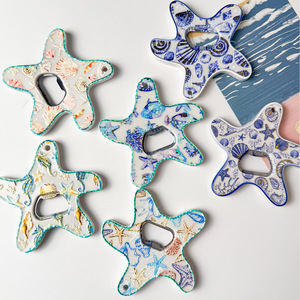 Décapsuleur aimanté en acrylique thème océan, étoile de mer, 9 cm, pour réfrigérateur, cadeau décoratif - Product Image 2