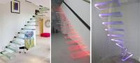 Garde-corps en verre moderne pour extérieur, balustrades d'escalier, marches d'escalier, escalier flottant en verre trempé avec éclairage LED, prix