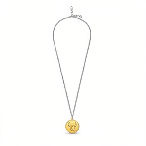 Collar con colgante de taurus dorado de 1,5 cm, acero inoxidable, doble cara, para mujer, joyería fina - Product Image 1