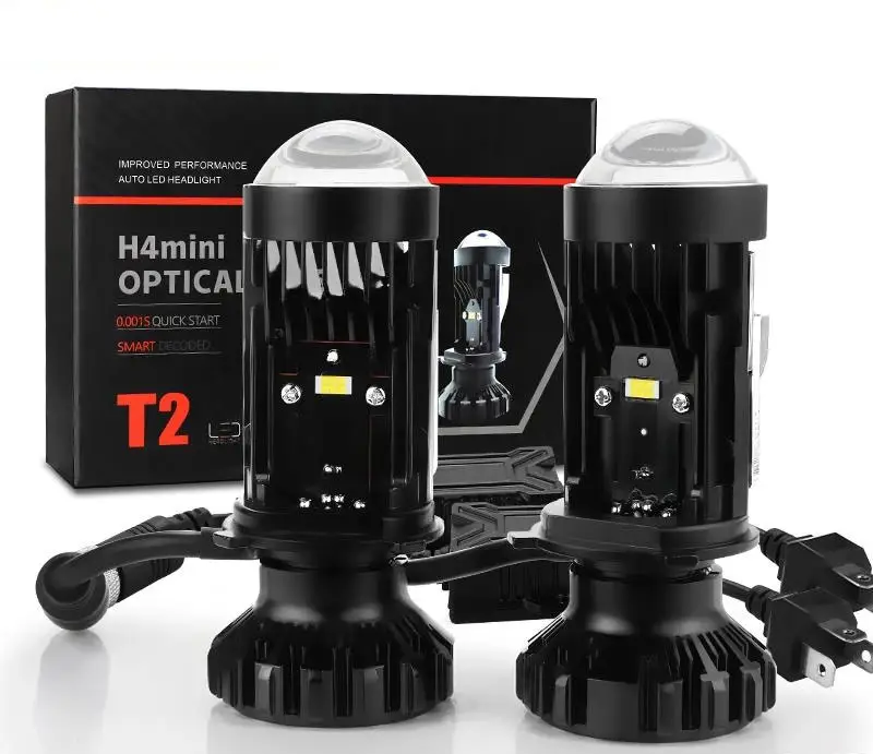 Y6 lâmpada de farol led, h4 12v 100w 6000k luz branca h4 mini lente projetora