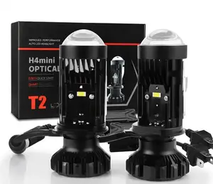 T2 Bola Lampu Depan LED Mini H4 Y9 H4 Bi, Lensa Proyektor 90W Y6 Biled H4