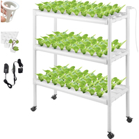 Système hydroponique d'intérieur 108 sites 12 tuyaux PVC-U 3 couches avec pompe à eau, minuteur, pots en filet et éponges pour légumes, herbes et fruits