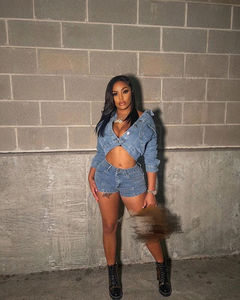 Giacca e pantaloncini in jeans primavera Set due pezzi di jeans per donna Streetwear donna Set <span class=keywords><strong>Denim</strong></span> - Product Image 2