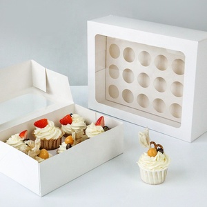 Tùy chỉnh các tông lấy đi thực phẩm hộp giấy với cửa sổ rõ ràng cupcake bánh gấp hộp cho bao bì - Product Image 4