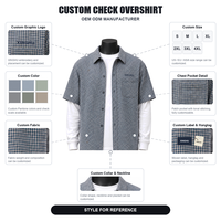 Chemise décontractée à carreaux gingham surdimensionnée pour homme, style usé, tissée, boutonnée, vente en gros