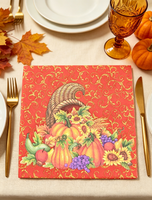Serviettes en papier jetables douces à 2 plis imprimées feuilles d'érable et citrouilles récolte d'automne, personnalisées pour la décoration de table de fête de Thanksgiving