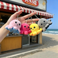 Porte-clés en peluche pieuvre réversible, mignon, double face, jouet en peluche, pendentif de sac, cadeau pour femmes et filles