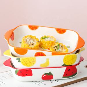 Four en céramique pour la pâtisserie, style cé<span class=keywords><strong>l</strong></span>ébrité du web, avec assiettes, plats et bols à fruits créatifs et mignons, vaisselle <span class=keywords><strong>de</strong></span> table pour le petit-déjeuner à domicile avec poignée - Product Image 5