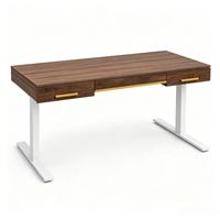 Bureau debout motorisé moderne avec tiroirs, réglable en hauteur, mobilier de rangement écologique pour le travail à domicile