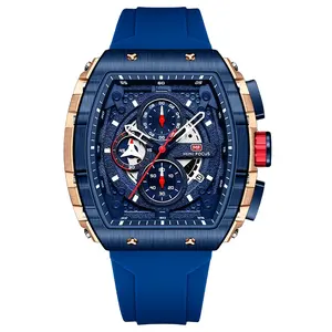 MINI FOCUS MF0399G jam tangan kuarsa silikon pria, jam tangan merek mewah tanggal otomatis kronograf jam bisnis kalender olahraga relogio