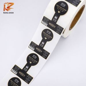 Étiquettes pour pots de miel IFM GOURMET, noir et or, forme irrégulière, autocollantes, en vinyle, avec code-barres à gratter, pour emballage - Product Image 3
