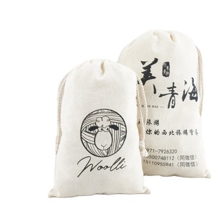 Mini Herringbone Cotton <b>Drawstring</b> <b>Bag</b> Personalized Embroidery Organic Durable Wine <b>Bag</b> Trade Show Event Cotton <b>Bag</b> - Product Image 1