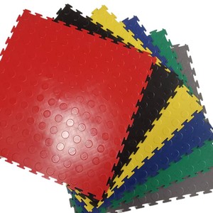 PVC Insulating Flooring Square Puzzle Tiles Waterproof For Auto Repair Shops Industrial Use Gray Black Red Blue Green Trim - Product Image 4