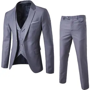 3ピースメンズ結婚式スーツスリムビジネスオフィスジャケットセットプラスサイズブレザー + パンツ + 男性のための