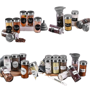 Set di 30 pezzi di vetro rotondo contenitore di spezie erba con coperchio in acciaio inox e spezie <span class=keywords><strong>etichette</strong></span> - Product Image 4